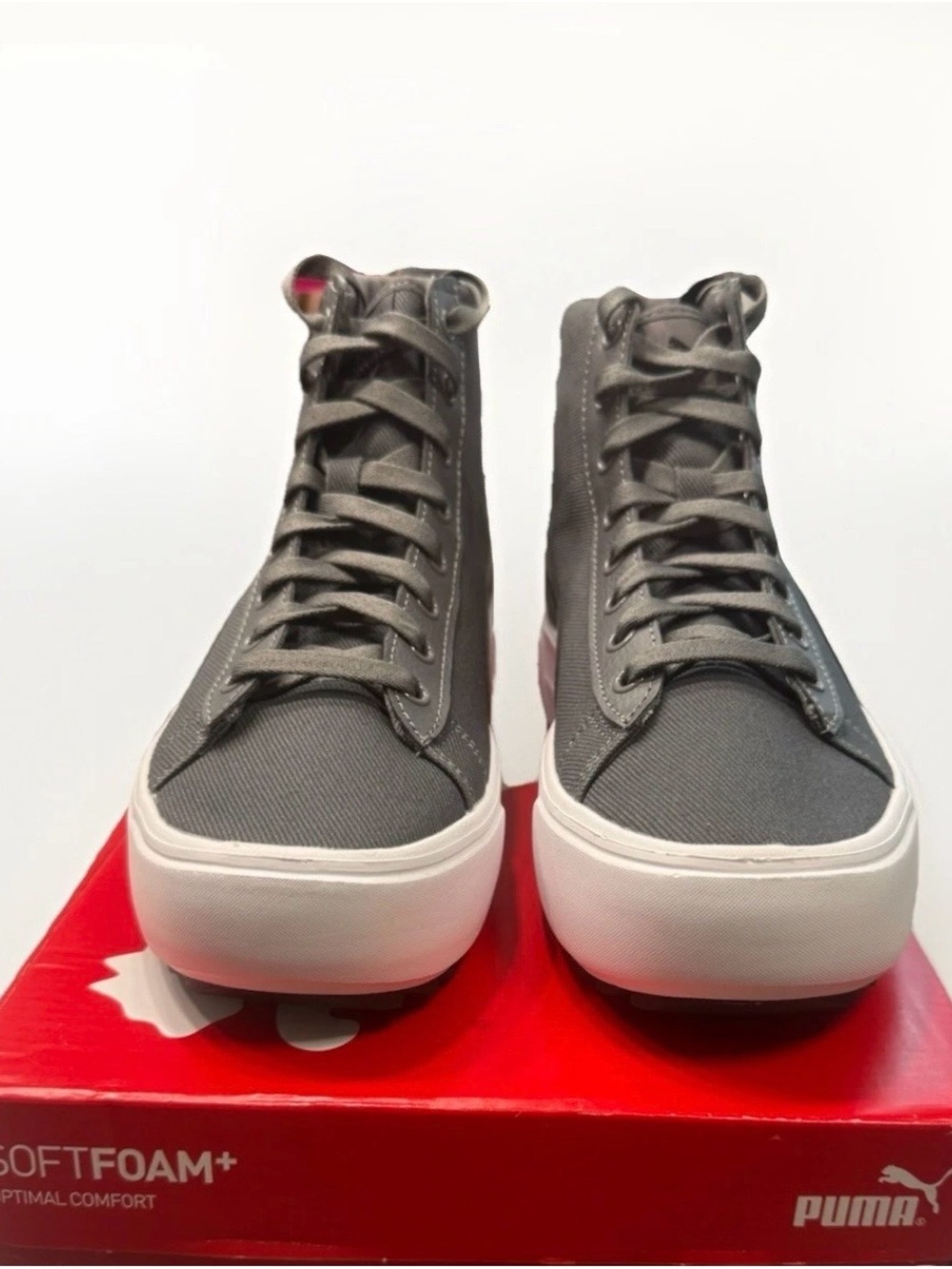 Puma Kaia Mid Women’s 8.5 High-Top Sneakers Gray White Softfoam + Comfort NEW - Picture 2 of 9